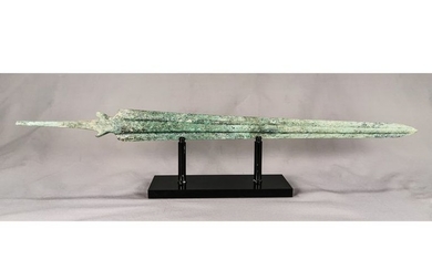 ANCIENT GREEK PERIOD BRONZE SPEAR ON STAND