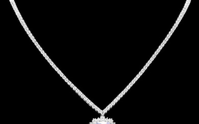 18K White Gold 20.88ct Tanzanite and 5.92ct Diamond Necklace