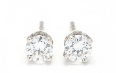 18KT White Gold and Diamond Stud Earrings, Hearts on