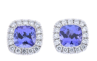 18ct gold tanzanite & diamond cluster earrings