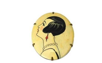 1920's Art Deco Flapper Celluloid Brooch Pin