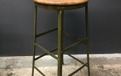 1950s Industrial Stool, Army Green