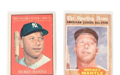 1961 and 1962 Mickey Mantle Topps "MVP" and "All-Star" Baseball Cards