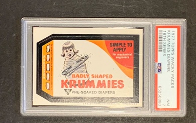 1977 Topps Wacky Packages 16th Series Krummies Diapers PSA 7...