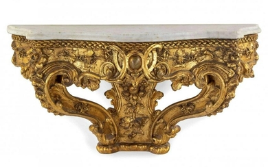 19TH C. ITALIAN GILTWOOD MARBLE TOP CONSOLE