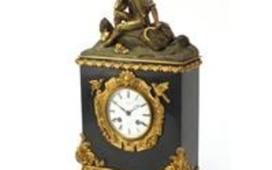 19th century French Ormalu and black slate figural