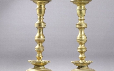 [2] Early 19th C English Continental Brass Candlesticks