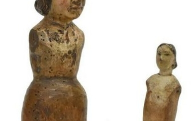(2) SPANISH CARVED RELIGIOUS ALTAR FIGURES