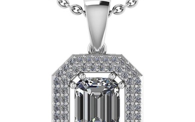 2.08 Ctw Diamond 14k White Gold Halo Necklaces VS/SI2