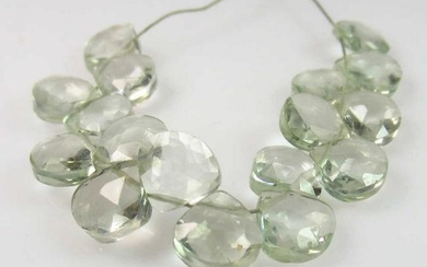 21.75 Ct Genuine 17 Green Amethyst Drilled Pear Beads