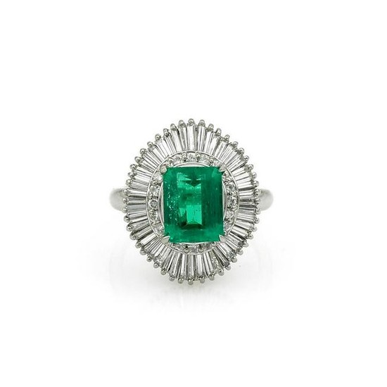2.33ct Emerald and Diamond Ring in Platinum