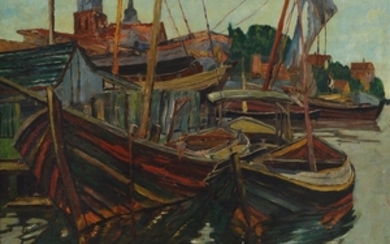 Eduard Schloemann, 1888-1940 Dusseldorf, fishing boats at...
