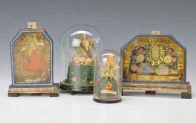 4 relics, Southern Germany, around 1870-80, Waxwork...