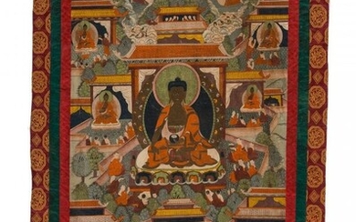 28060: A Himalayan Gilt and Painted Thangka Depicting S