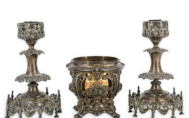 (3Pc) Antique Ottoman Silver Set