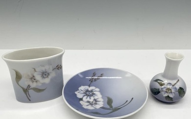 3pc Royal Copenhagen Porcelain Miniatures, Vases + Dish
