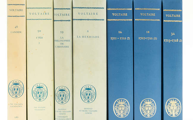 Voltaire (François-Marie Arouet de) Les Oeuvres Complètes..., edited by Haydn Mason, Nicholas Cronk & others, 121 vol., 8vo, Oxford & Geneva, 1969-2018.