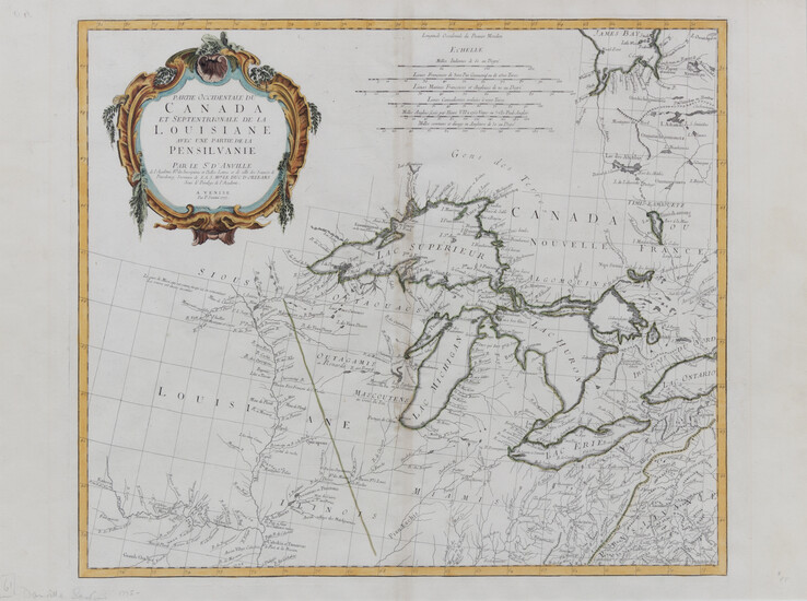ANVILLE, Jean Baptiste Bourguignon d' (1697-1782) Partie occidentale du Canada et septentrionale de la Louisiane. Venice: Santini, 1775. (ETA #192)