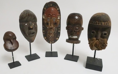 5 African Carved & Polychromed Small Masks