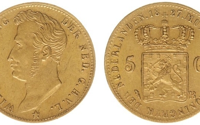 5 Gulden 1827 B (Sch. 198) - Goud - PR-,...