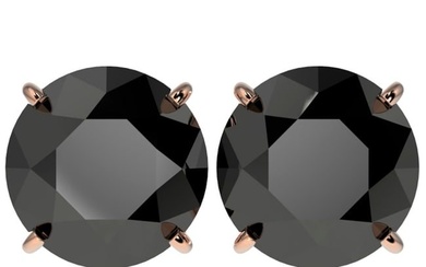 5 ctw Fancy Black Diamond Solitaire Stud Earrings 10k Rose Gold