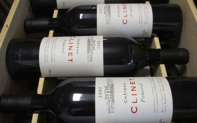 12 bouteilles CHÂTEAU CLINET 2001 Pomerol Caisse bois d'origine