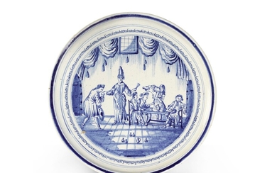 A Dutch Delft blue and white footed dish, 18th century