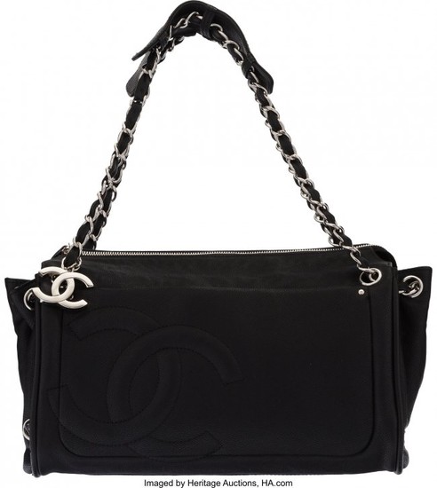 58260: Chanel Black Caviar Leather CC Shoulder Bag Cond