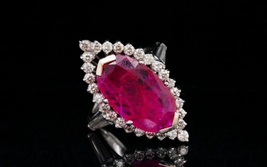 5.84ct GRS Mozambique Ruby & 1.50ctw Diamond Ring