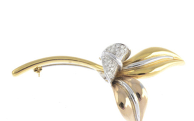 An 18ct gold diamond foliate brooch.