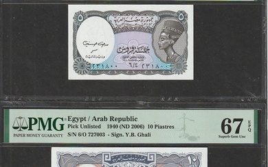 60$-Egypt-5+10 Piastres-1940-PMG 67EPQ