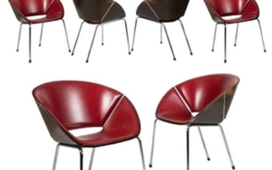 Bentwood and Chrome Clam Chairs - Six