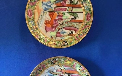 Pair of Chinese Export Rose Medallion Saucers