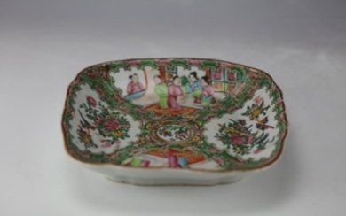 A Chinese Figural and Flower Famille Rose Square Plate