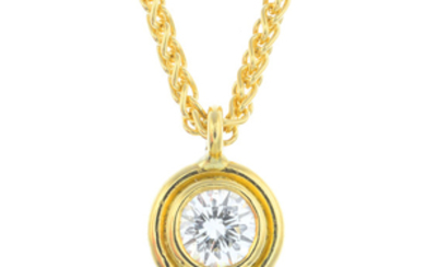 A diamond single-stone pendant, with 18ct gold chain.