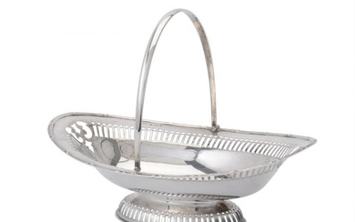 An Edwardian silver oval basket by T. Wooley