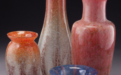 (4) European modeled glass vases