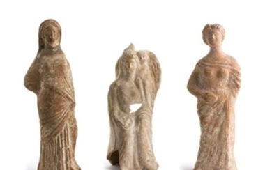 Group of three terracotta Tanagra statuettes Magna Graecia, 4th –...