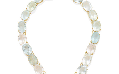 A multi-color beryl rivière necklace