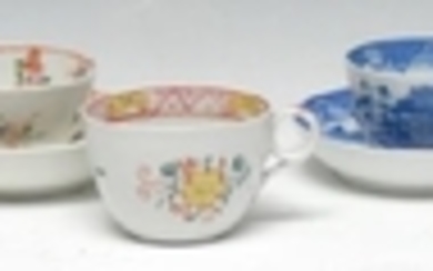 A New Hall Trench Mortar pattern tea bowl and saucer