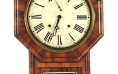 A North European mahogany drop dial wall clock