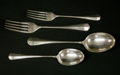 A quantity of silver dessert and serving spoons