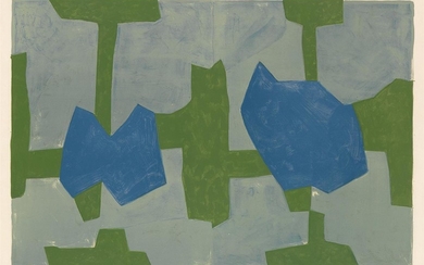 SERGE POLIAKOFF Composition Bleue et Verte. Color lithograph on Rives, 1969. 650x980 mm;...