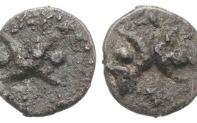 Southern Apulia, Tarentum, c. 280-228 BC. AR Hemiobol (6mm, 0.23g)....