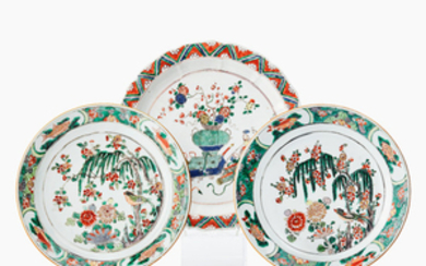 Three Chinese famille verte dishes