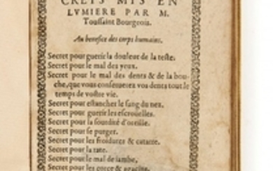 Toussaint BOURGEOIS XVIe-XVIIe siècle Divers secrets mis en lumière par M. Toussaint