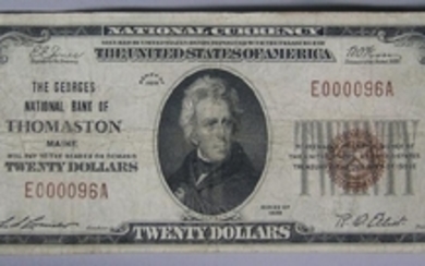Twenty Dollar U.S. Note from The Georges National Bank