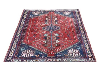 Vintage Bohemian Persian Abadeh Pure Wool Hand-Knotted