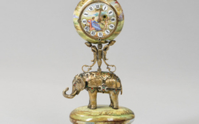 Viennese Silver-gilt and Enamel Clock