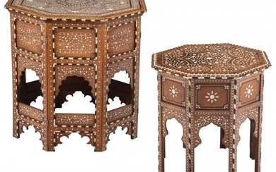 61060: Two Moorish Inlaid Octagonal Side Tables 25 x 26
